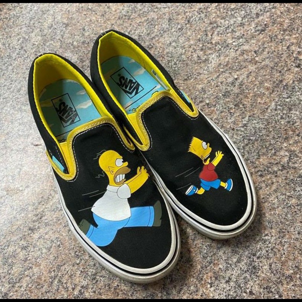 Vans black Homer Bart Simpson Slip on shoes